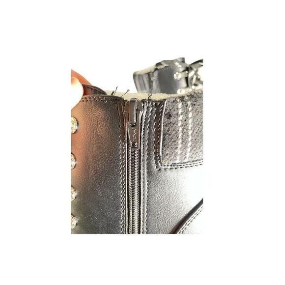 SUN STONE Womens Black Lace Up Octavia Round Toe Block Heel Hiking Boots 7 M - Picture 13 of 14